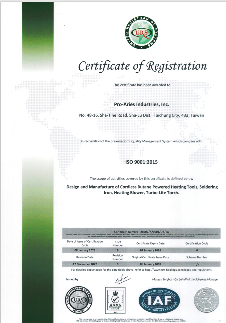 ARIES ISO 9001:2015